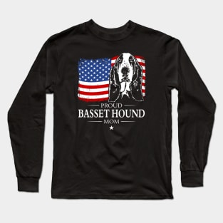 Proud Basset Hound Mom American Flag patriotic dog Long Sleeve T-Shirt